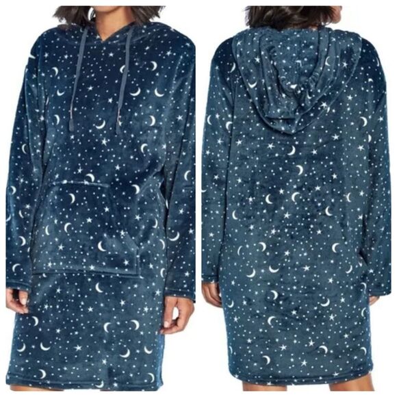 Winter Relaxed Fit Oversized‎ Ultra Soft Plush Hooded Lounger Night Sky Size S/M - Picture 1 of 9